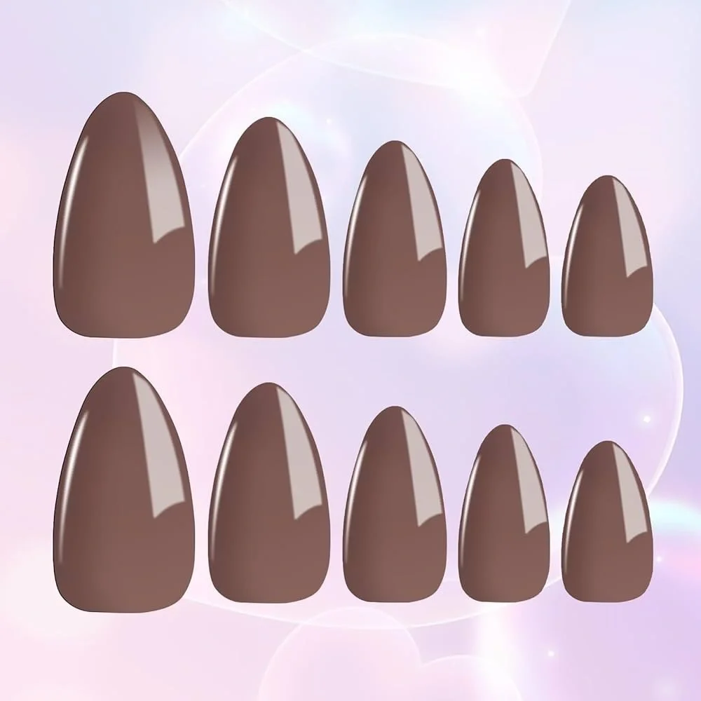 Glossy Brown Press-On Nails